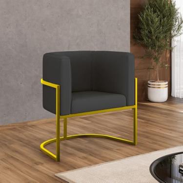 Imagem de Poltrona Corino Decorativa Lua Recepção Base Ferro Gold Cor:cinza