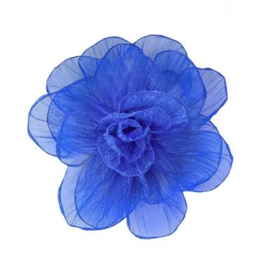 Imagem de Broche grande de flor de rosa de organza exagerada para mulheres elegante tecido floral grandes alfinetes de lapela vestido banquete terno roupas acessórios festa de casamento moda joias 190 mm, 20mm