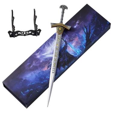 Imagem de RACEROCKET Eldens Rings Miquellan Knight's Sword Model 11.8-Inch Metal Craft Sword with Display Stand Martial Arts Swords Action Figure Collectible Toy Desk Decor Party Supply Gift