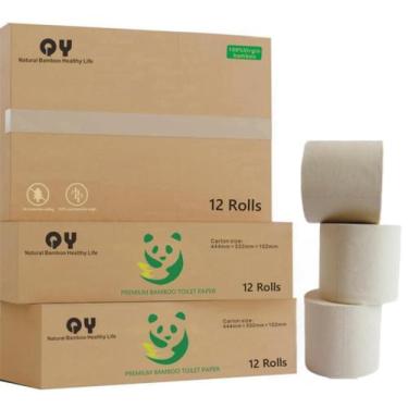 Imagem de Papel higiênico QingYa Premium Bamboo 12 Mega Rolls de 3 camadas