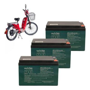 Imagem de Kit 3 Bateria Wide 12v 15ah Bike Elétrica Ciclo Profundo