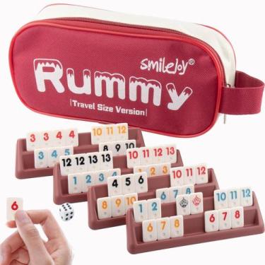Imagem de Jogo Rummy Cube Smilejoy Travel Size com bolsa de lona 106 peças