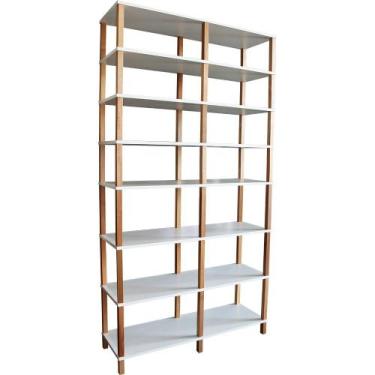 Imagem de Estante Madeira 8 Prateleiras Branca Evolukit 116x38x221