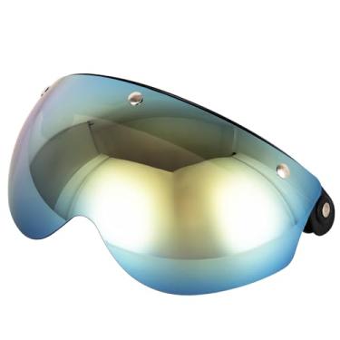 Imagem de Soman Viseira universal de 3 botões retrô estilo piloto para capacete de motocicleta aberto (dourado)