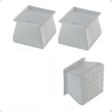 Imagem de Peças Protetor Silicone Mesa Cadeira Pé Redondo E Quadrado Proteger o Piso(Quadrado (Branco))