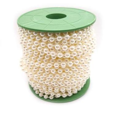 Imagem de Fio Cordão Aljofre Pérola Plástico Creme 6mm 3 Metros 45g - Macall