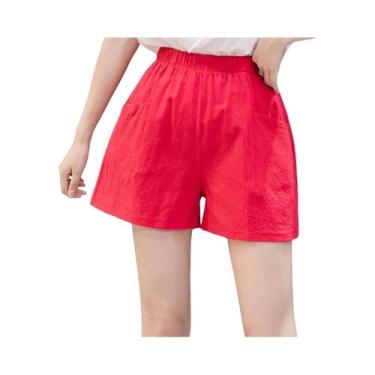 Imagem de Shorts Esportivos Soltos De Cintura Alta Para Meninas, Calças Curtas C
