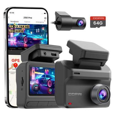 Imagem de Dash Cam ddpai Z50 Pro 4K+1080P frontal e traseira com cartão de 64 GB