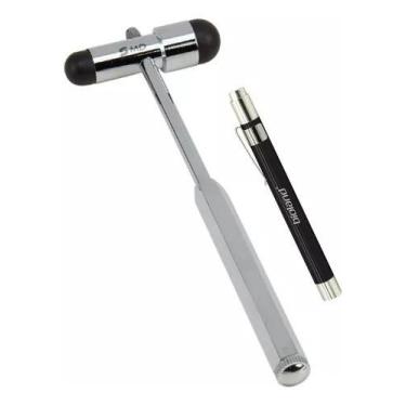 Imagem de Kit Martelo De Reflexo Buck + Lanterna Clínica Led - MD, Preto