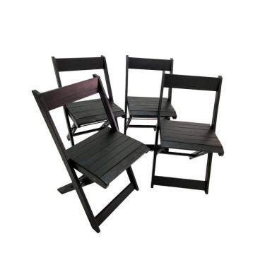 Imagem de Conjunto Com 4 Banquetas Dobráveis Em Eucalipto Preto