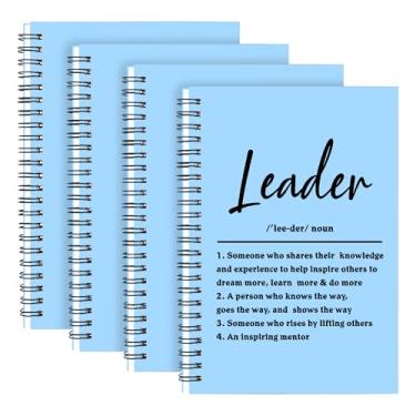 Imagem de WHLBHG Leader Gift Spiral Journal Leader Definition Gift Boss Appreciation 4 pçs caderno espiral forrado mentor presente Boss Journal Notebook para mulheres e homens (espiral - 4 peças líder azul