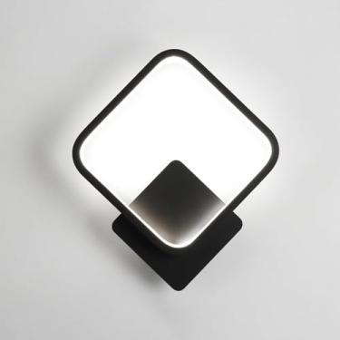Imagem de Lâmpada De Casa Moderna Quadrada De 15 W, Lâmpada De Parede Decorativa Criativa Minimalista, Lâmpada De Parede De Fundo De Sofá De Sala De Estar Nór, Black, warm light