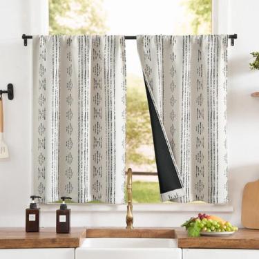 Imagem de Cortinas jinchan 100% Blackout Boho 25x90cm 2 painéis bege