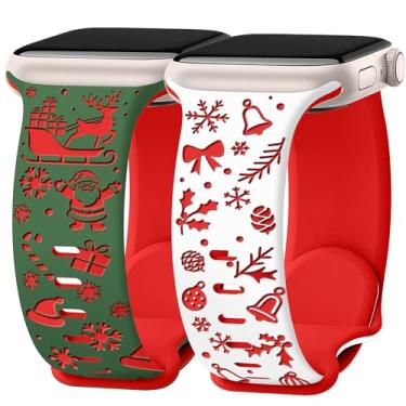 Imagem de Melyis Pulseiras femininas de Natal compatíveis com Apple Watch Series 10 de 42 mm, 41 mm, 40 mm, 38 mm, elegantes pulseiras iWacth de silicone macio para Apple Watch Series 10 Series 9, SE 8, 7, 6, 5