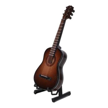 Imagem de Diydeg Modelo de Guitarra Em Miniatura, Modelo de Instrumento Musical de Guitarra de 15 Cm de Madeira Com Estojo e Couro Preto, Mini Ornamentos Decoração de Artesanato para Presente de