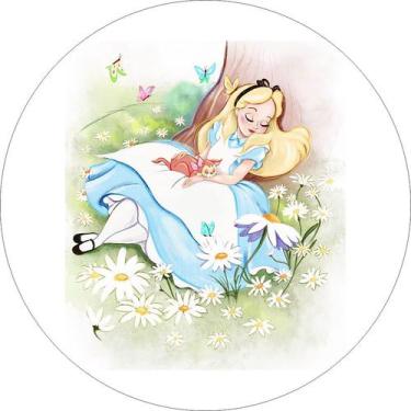 Imagem de Painel de Lona Redondo Alice Lápis de Cor Flores - Fabrika de Festa, 1