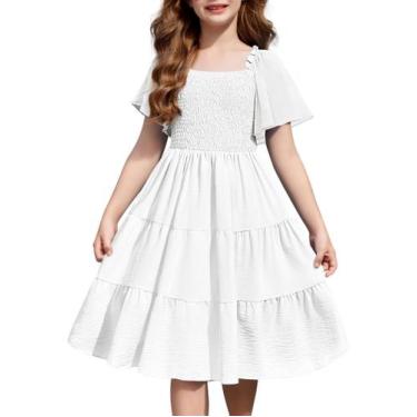 Imagem de Vestido Arshiner branco para meninas de 5 a 6 anos no verão e primaver