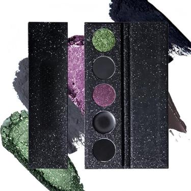 Imagem de MAEPEOR Paleta de sombras de olhos em 5 cores, preto, fosco, fosco, brilhante, altamente pigmentada, paleta de sombras de olhos acastanhada em tons frios (cor 02)