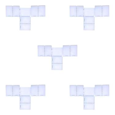 Imagem de 2X Kit 5 Conector T Fita Led Emenda Rápida 8Mm 2 Vias Monoco