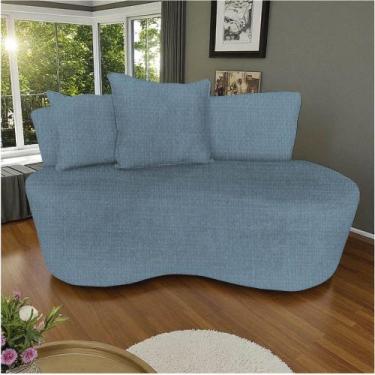 Imagem de Namoradeira Sofá 2 Lugares Yara Orgânica Linho Azul - Mansão Decor