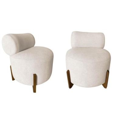 Imagem de Kit 2 Poltronas Decorativa Mônaco Veludo Marfim - Mansão Decor