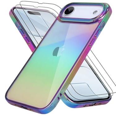 Imagem de Bonoma Capa para iPhone Air 2025 Bling Laser Iridescente Cristal Florescente Protetor de Câmera À Prova de Choque - Roxo