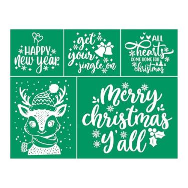 Imagem de Merry Christmas Y'all Estêncil autoadesivo para serigrafia, believe, estêncil, estêncil de giz, transferências reutilizáveis para pintura em madeira, camiseta, tecido, placa de fazenda