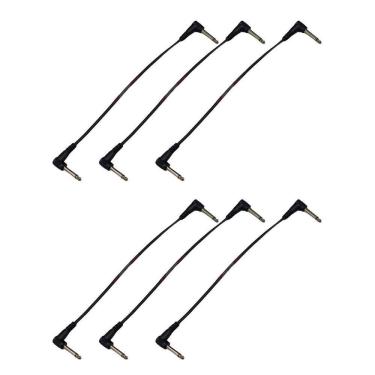 Imagem de Kit 6 Cabo P10 90º Em L Para Pedal Efeitos 25Cm Preto Mxt