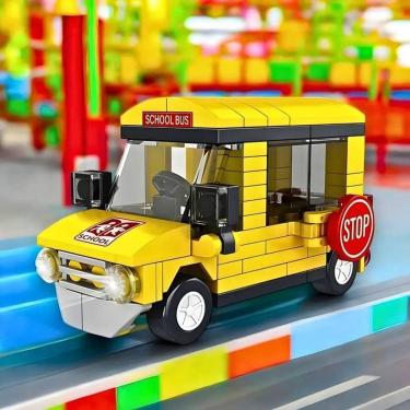 Imagem de Brinquedo Infantil Blocos De Montar Ônibus Escolar 102 Peças