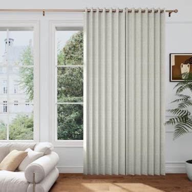 Imagem de HMYI Cortinas plissadas blecaute completo com fecho magnético, cortina de linho sintético com isolamento térmico para sala de estar/quarto/sala de reuniões, boate/teatro/pátio, 1 painel, L 114 x C 228