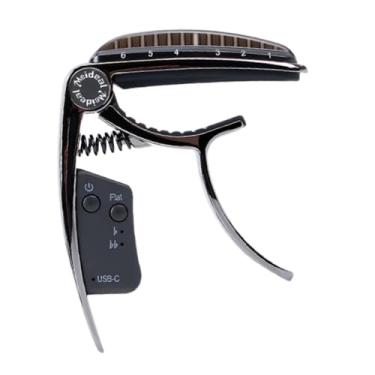 Imagem de menolana Grampo de afinação de capotraste de guitarra, acessórios de ajuste de presente, clipe de guitarra recarregável para guitarras elétricas, baixo, Preto