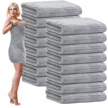 Imagem de SmoothNovelty Pacote com 16 toalhas de banho de microfibra a granel 79 x 152 cm toalha de banho tamanho grande altamente absorvente extra grande secagem macia para chuveiro, verão, praia, salão de