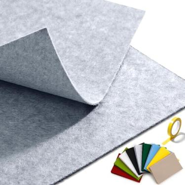 Imagem de Folha de feltro cinza (91 × 91 cm) com fita dupla face, tecido de feltro rígido acrílico durável para decoração de projetos DIY