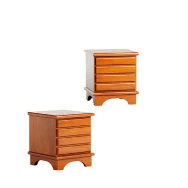 Imagem de KIT 2 Mesa De Cabeceira Cecília 4 Gavetas Madeira Maciça - Móveis & Ci