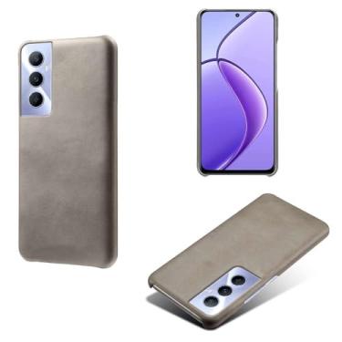 Imagem de Capa para OPPO Realme C65 4G,Proteção contra quedas,Casca de volta de cor sólida simples,Design de couro de imitação de plástico-Gray