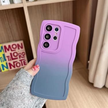Imagem de Capa com pulseira curva gradiente para Samsung Galaxy S23 S24 Ultra S21 S22 Plus S20 Fe A54, suporte para pulseira, capa macia (para S23 FE/roxo, cinza, DK)