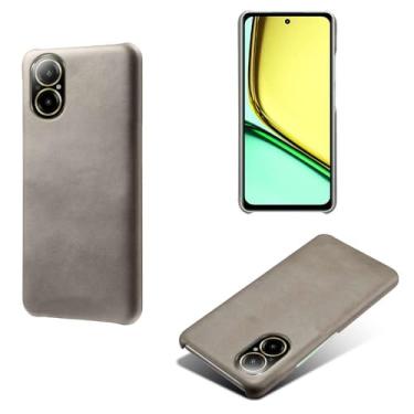 Imagem de Capa para OPPO Realme C67 4G,Proteção contra quedas,Casca de volta de cor sólida simples,Design de couro de imitação de plástico-Gray