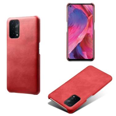 Imagem de Capa para OPPO A74 5G,Proteção contra quedas,Casca de volta de cor sólida simples,Design de couro de imitação de plástico-Red