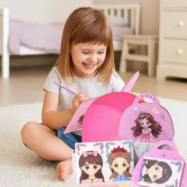 Imagem de Kit Maquiagem Infantil Maleta e Livro Decorar Princesa - TOP RIO