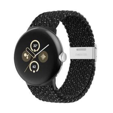 Imagem de BandRain Pulseiras trançadas elásticas compatíveis com Google Pixel Watch 4 3 de 41 mm/Pixel Watch 2/Google Pixel Watch – Conector atualizado – Pulseiras esportivas respiráveis de nylon elástico para
