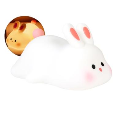 Imagem de Luminária Infantil Coelho – Abajur LED Portátil e Recarregável USB | Luz Noturna Segura para Crianças e Bebês, Silicone Macio, 6 Cores, 3 Níveis de Brilho, Timer 30min e Até 6h de Duração