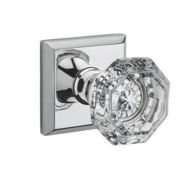Imagem de Baldwin Reserve PVCRYTSR260 Privacy Crystal Knob and Traditional Square Rose Bright Chrome Finish