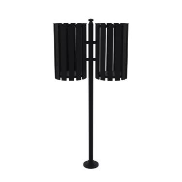 Imagem de Lixeira de Rua Pátios Parques Dupla Tubular Preta 151cm