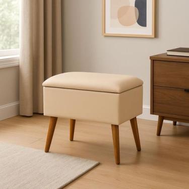 Imagem de Banco Banqueta Para Penteadeira Para Quarto Veludo Pés Palito Estilo R