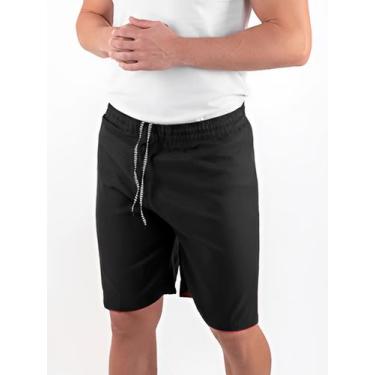 Imagem de Bermuda Masculina Short Tactel Liso Bolso Traseiro - Ben20, Preto, M