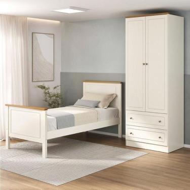 Imagem de Conjunto Dormitório 1 Cama Solteiro 1 Guarda-Roupa 2 Portas Ananda Cab