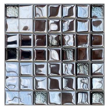 Imagem de Pastilha Adesiva Cromada Glass - Kit com 4 Placas Adesivas 3M - Cromo 