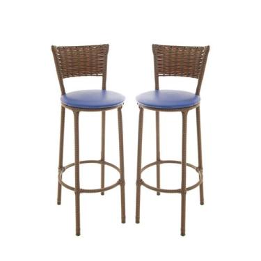 Imagem de KIT 2 Banquetas Alta Encapada Junco ARGILA Area de Lazer Cozinha Balcã
