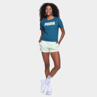 Imagem de Shorts Puma Logo 4" Feminino, Verde, M