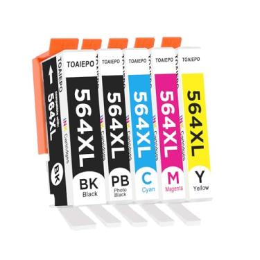 Imagem de TOAIEPO Cartucho de tinta compatível com 564XL para cartuchos de tinta 564XL para impressoras HP Photosmart 7520 6525 6520 3520 5520 DeskJet 3520 3522 (preto, ciano, magenta, amarelo, foto preta